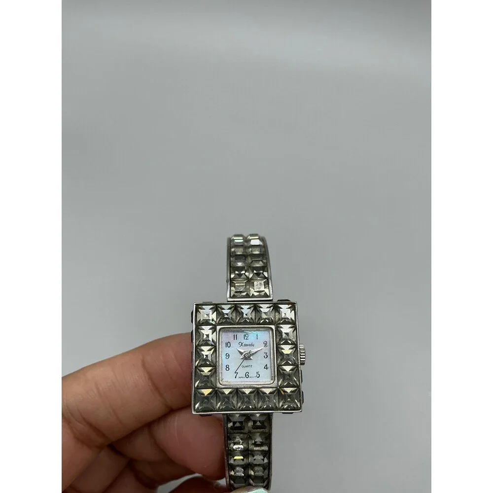 Xanadu Womens Watch 22mm MOP Dial Silver Tone Crystals Bangle New Battery 6.25